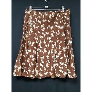 Gucci 100% Silk Skirt Brown Floral Printed Paneled Mini Skirt Size 42/ 6
